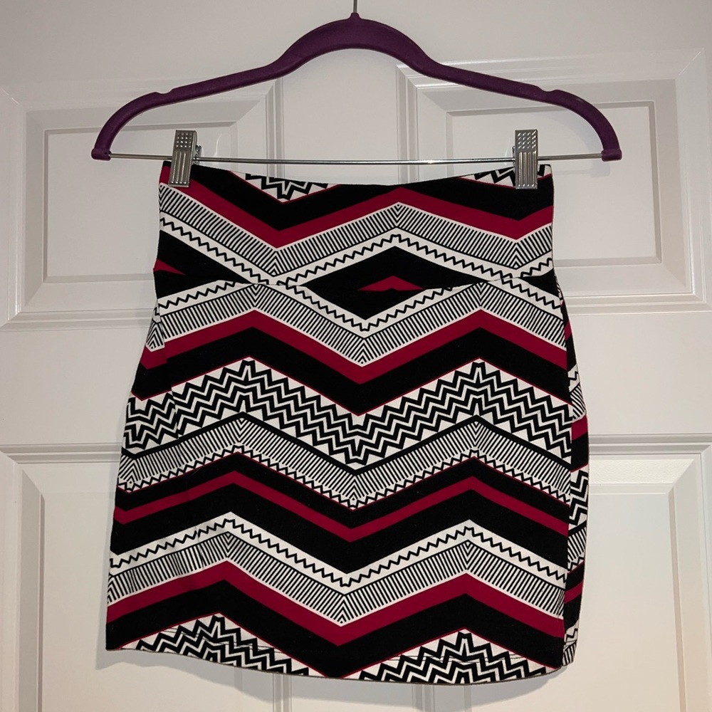 Black, pink, and white pencil skirt
